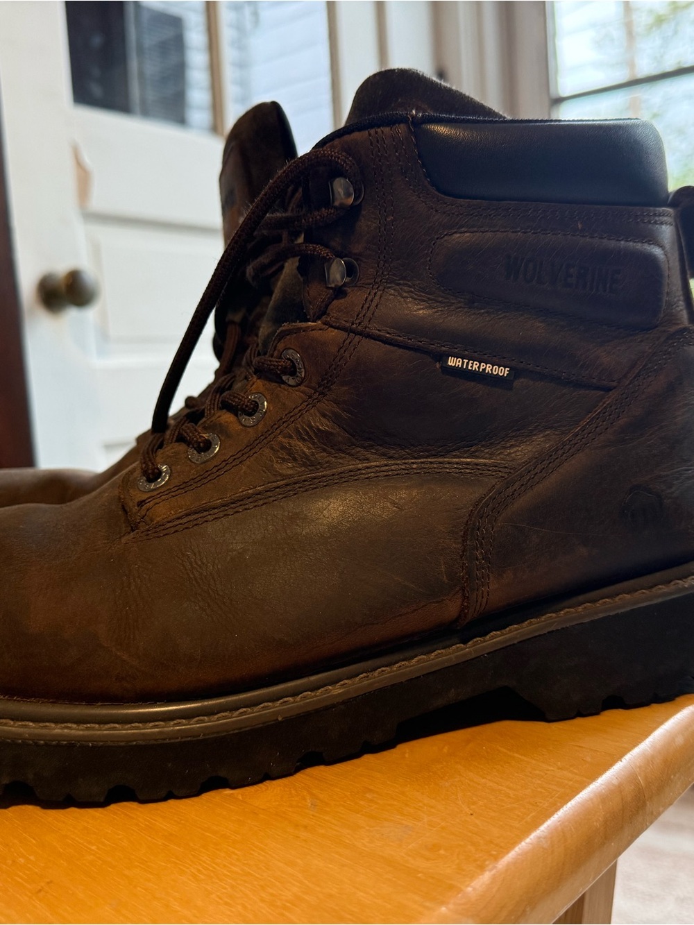 Wolverine Brown Leather Waterproof Work Boots